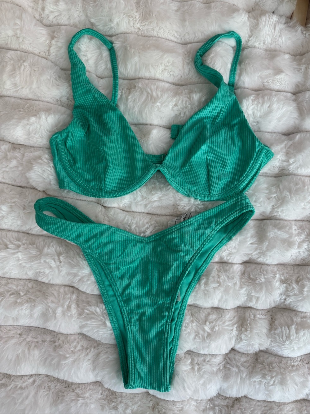 Hollister Teal Ribbed Underwire Bikini Set